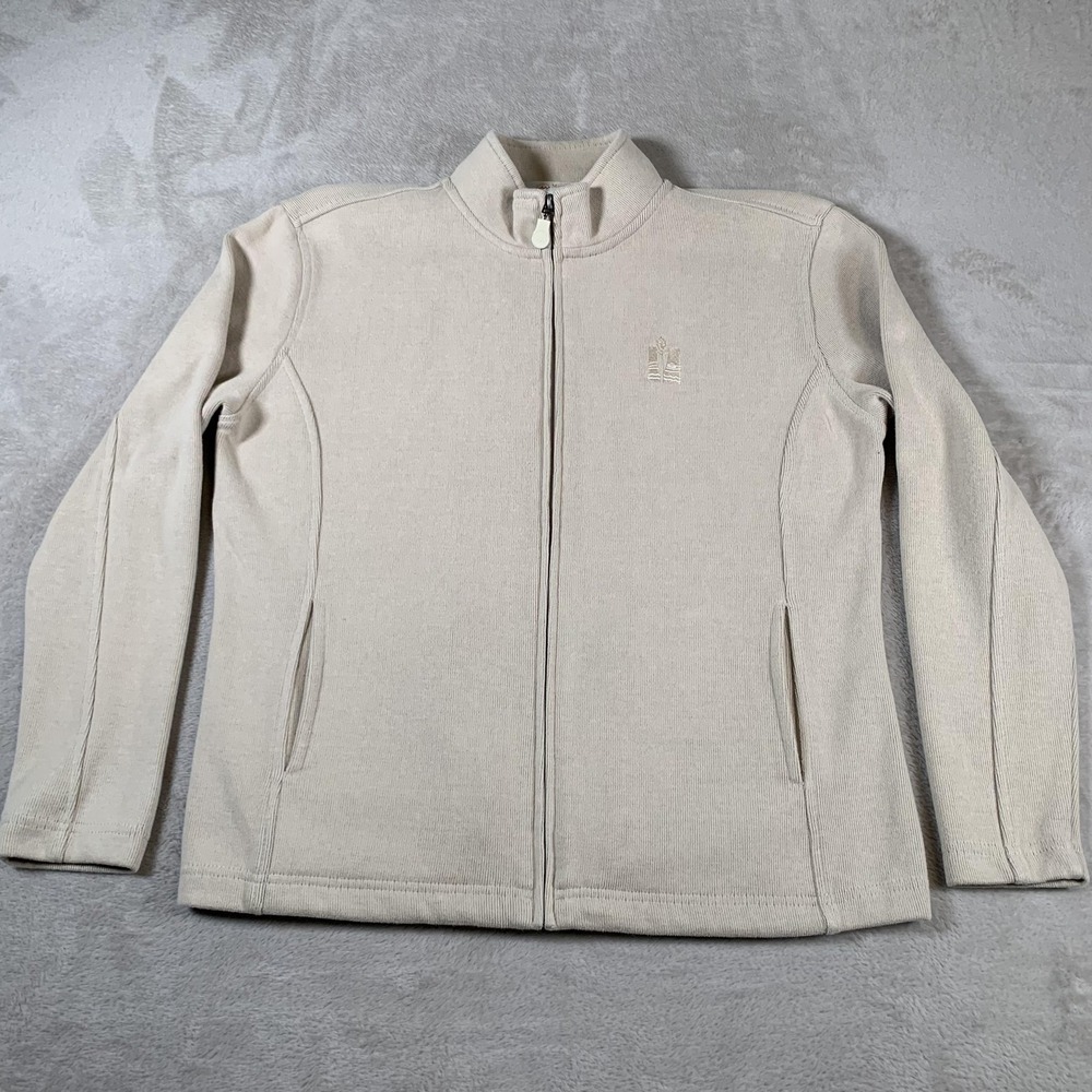 Monterey Club Jacket Mens Medium Beige Full Zip Golf Performance Stretch Casual